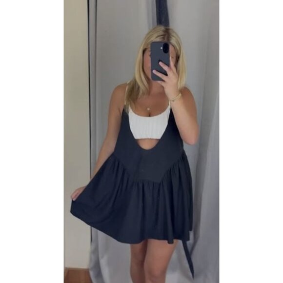FREE PEOPLE Movement One Two Punch Colorblock Set Black / White Combo Size Large - Picture 1 of 8